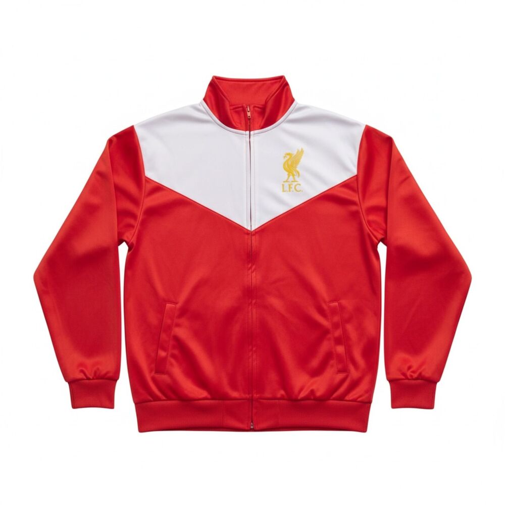 Liverpool FC Men's Track Jacket Icon Sports Size M Red White Zip Up